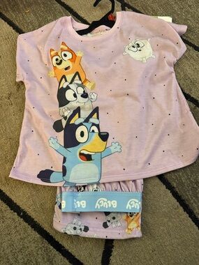 Bluey Lavender Short Sleeve Pajama Set - Lavender, Blue, Orange